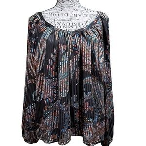 Anthropologie MAEVE EUC Madiera Paisley Stained Glass Striped Burnout Blouse‎  M